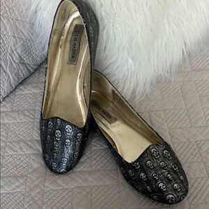 Steve Madden Black Skull-Print Ballet Flats